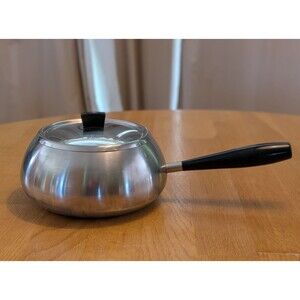 RARE! 1960's WMF Switzerland Fondue Pot W/Lid Cromargan Stainless MCM pot